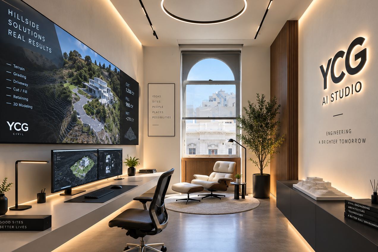 Illustrative YCG AI Studio office concept